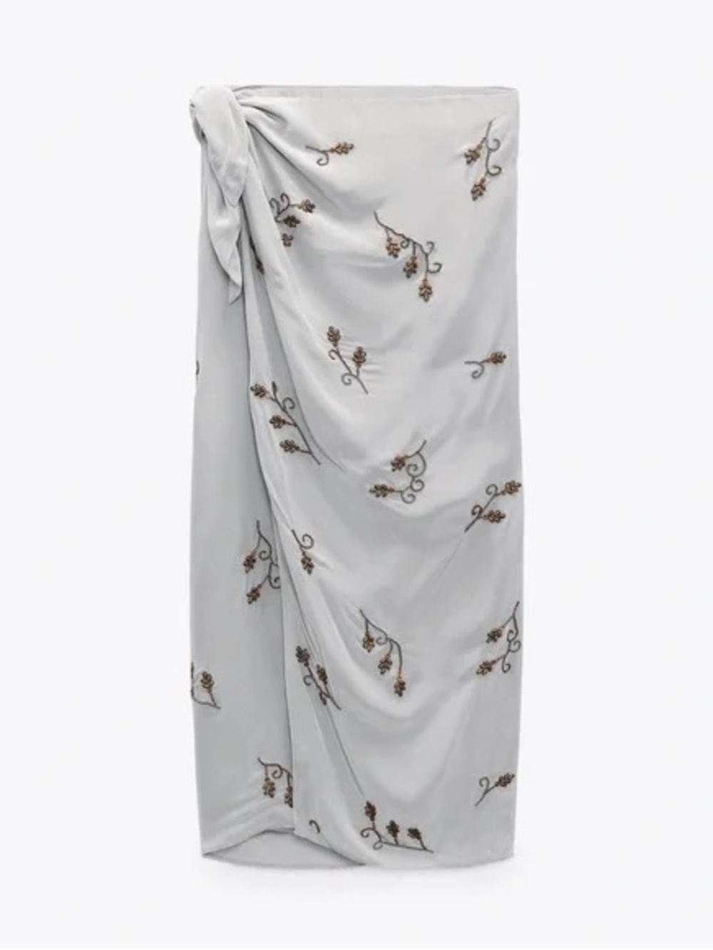 Zara Limited Edition Skirt with Brown Embroidered Floral Detail NWOT